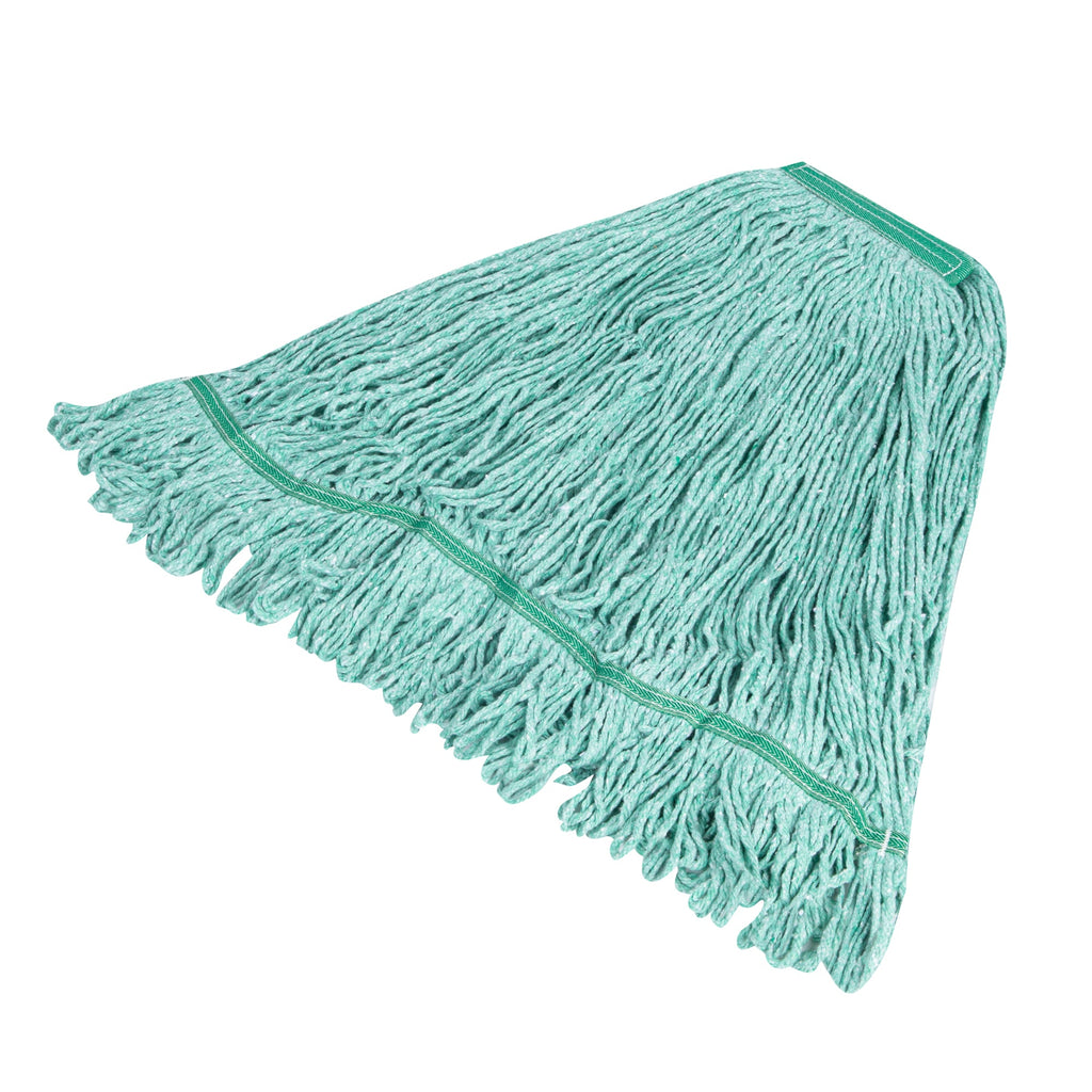 Clean Tek Professional 24 oz Green Cotton Blend Heavy Duty Wet Mop Head - with 1 1/4" Headband- 1 count box