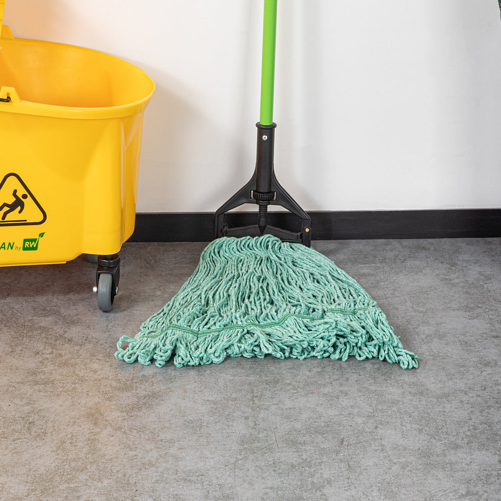 Clean Tek Professional 24 oz Green Cotton Blend Heavy Duty Wet Mop Head - with 1 1/4" Headband- 1 count box