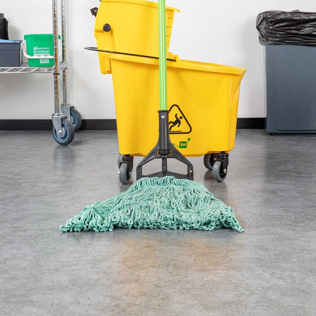 Clean Tek Professional 24 oz Green Cotton Blend Heavy Duty Wet Mop Head - with 1 1/4" Headband- 1 count box