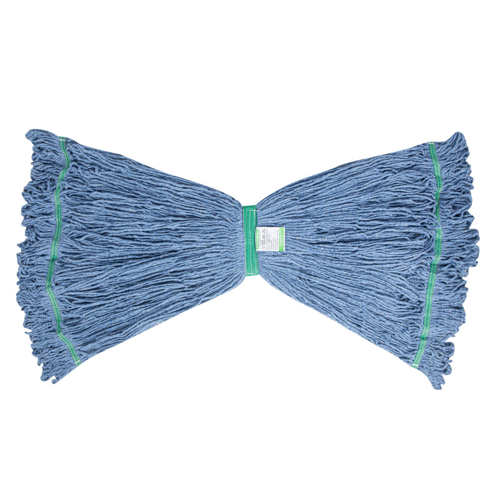 Clean Tek Professional 32 oz Blue Cotton Blend Heavy Duty Wet Mop Head - with 1 1/4" Headband- 1 count box