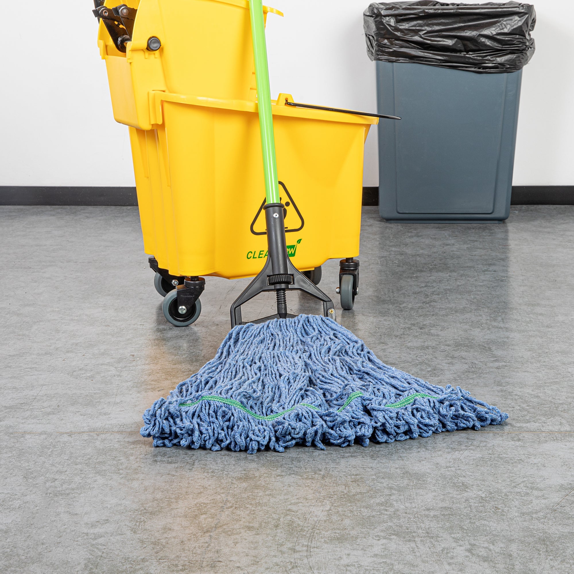 Clean Tek Professional 32 oz Blue Cotton Blend Heavy Duty Wet Mop Head - with 1 1/4" Headband- 1 count box
