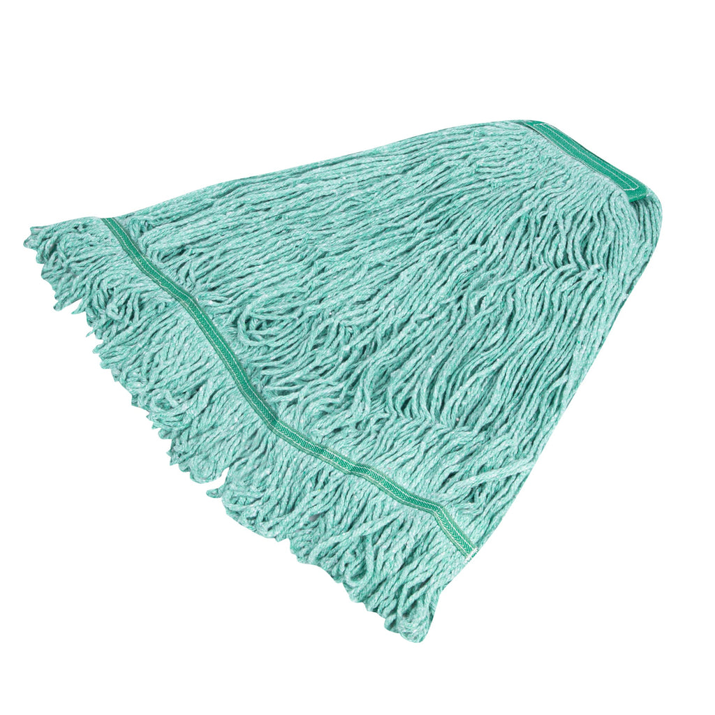 Clean Tek Professional 32 oz Green Cotton Blend Heavy Duty Wet Mop Head - with 1 1/4" Headband- 1 count box