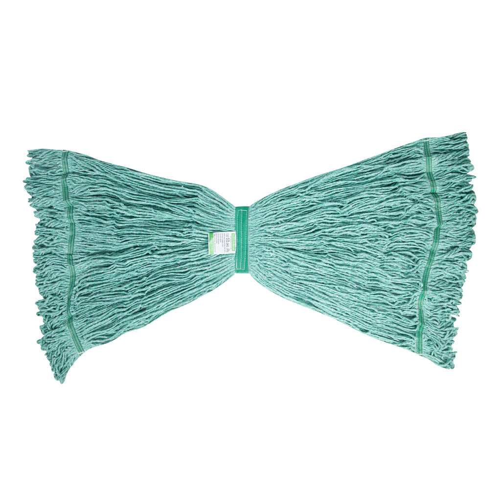 Clean Tek Professional 32 oz Green Cotton Blend Heavy Duty Wet Mop Head - with 1 1/4" Headband- 1 count box