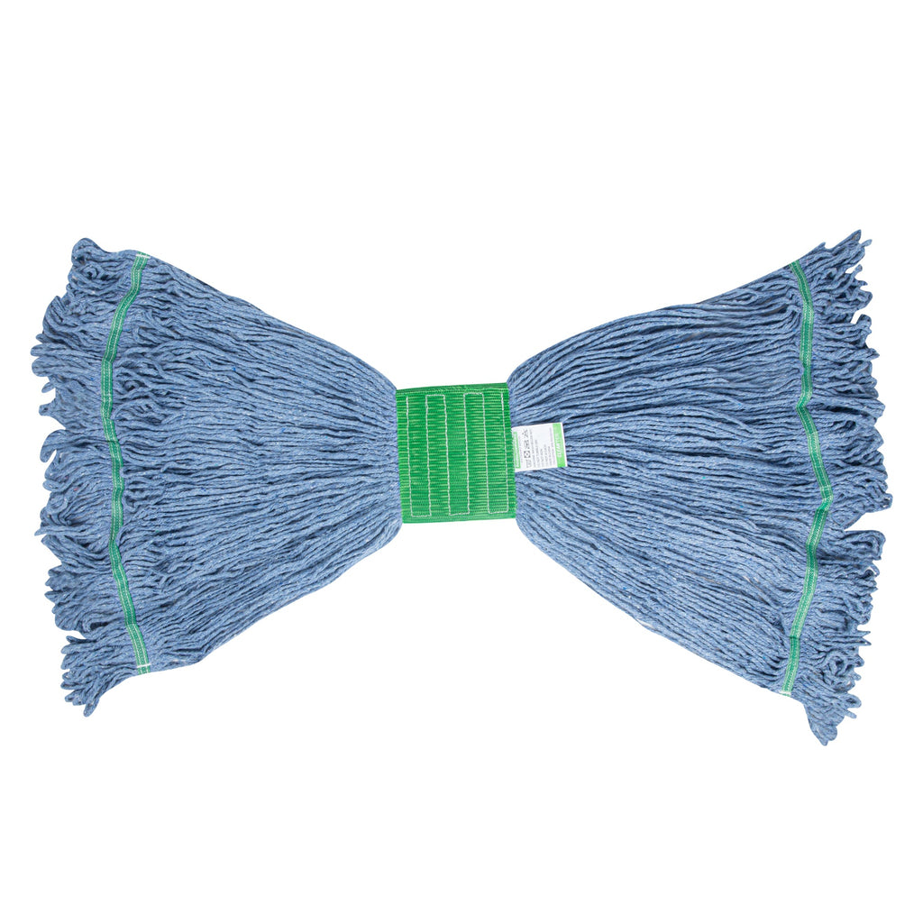 Clean Tek Professional 24 oz Blue Cotton Blend Wet Mop Head - with 5" Headband- 1 count box