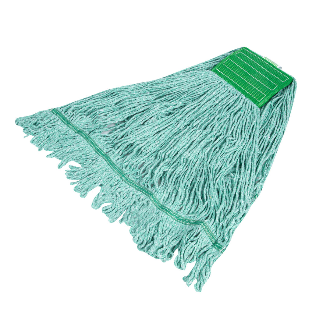 Clean Tek Professional 24 oz Green Cotton Blend Wet Mop Head - with 5" Headband- 1 count box