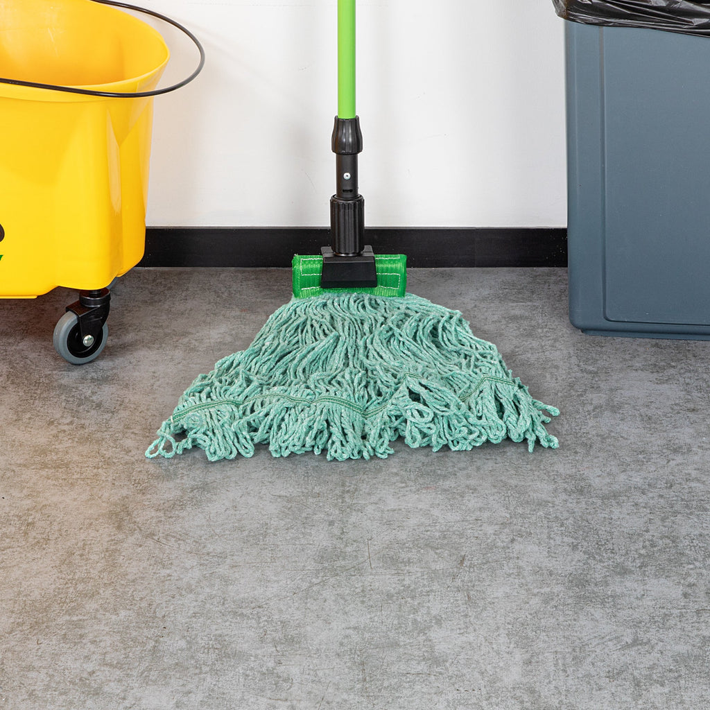 Clean Tek Professional 24 oz Green Cotton Blend Wet Mop Head - with 5" Headband- 1 count box