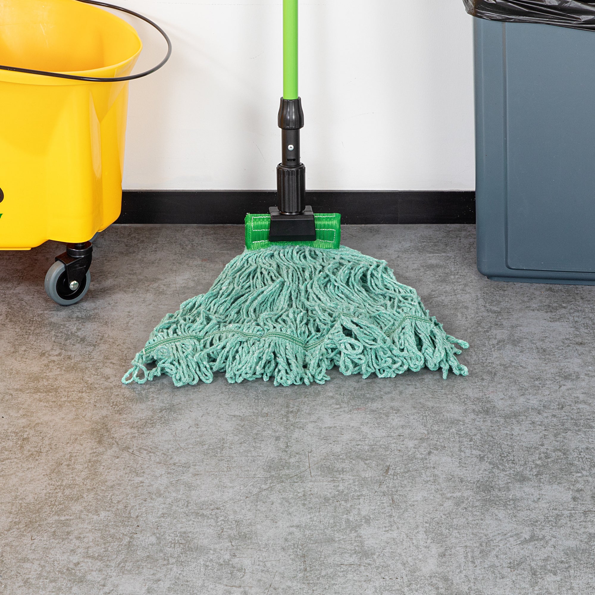 Clean Tek Professional 24 oz Green Cotton Blend Wet Mop Head - with 5" Headband- 1 count box