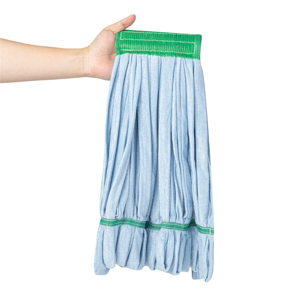 Clean Tek Professional 18 oz Blue Microfiber Heavy Duty Wet Mop Head - with 5" Headband- 1 count box