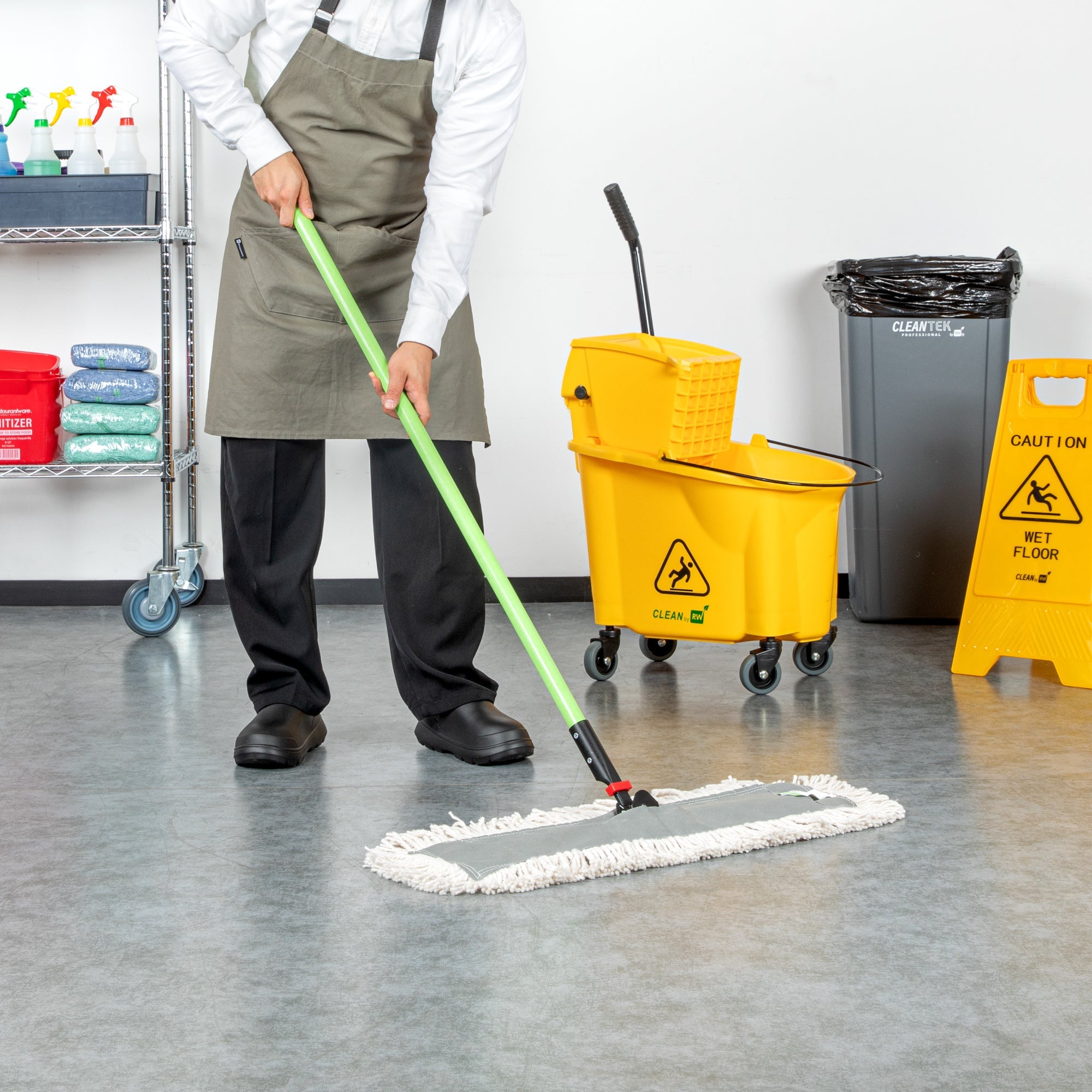 Clean Tek Professional Cotton Dust / Dry Mop - with 64" Handle - 24" x 5" - 1 count box
