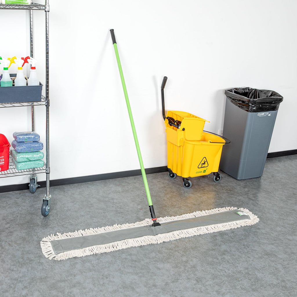 Clean Tek Professional Cotton Dust / Dry Mop - with 64" Handle - 59 3/4" x 5" - 1 count box