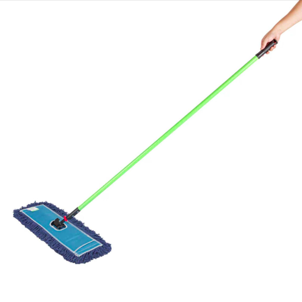 Clean Tek Professional Blue Cotton-Poly Blend Dust / Dry Mop - with 64" Handle - 24" x 5" - 1 count box