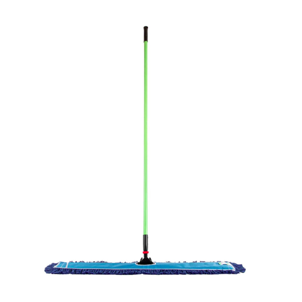 Clean Tek Professional Blue Cotton-Poly Blend Dust / Dry Mop - with 64" Handle - 35 3/4" x 5" - 1 count box
