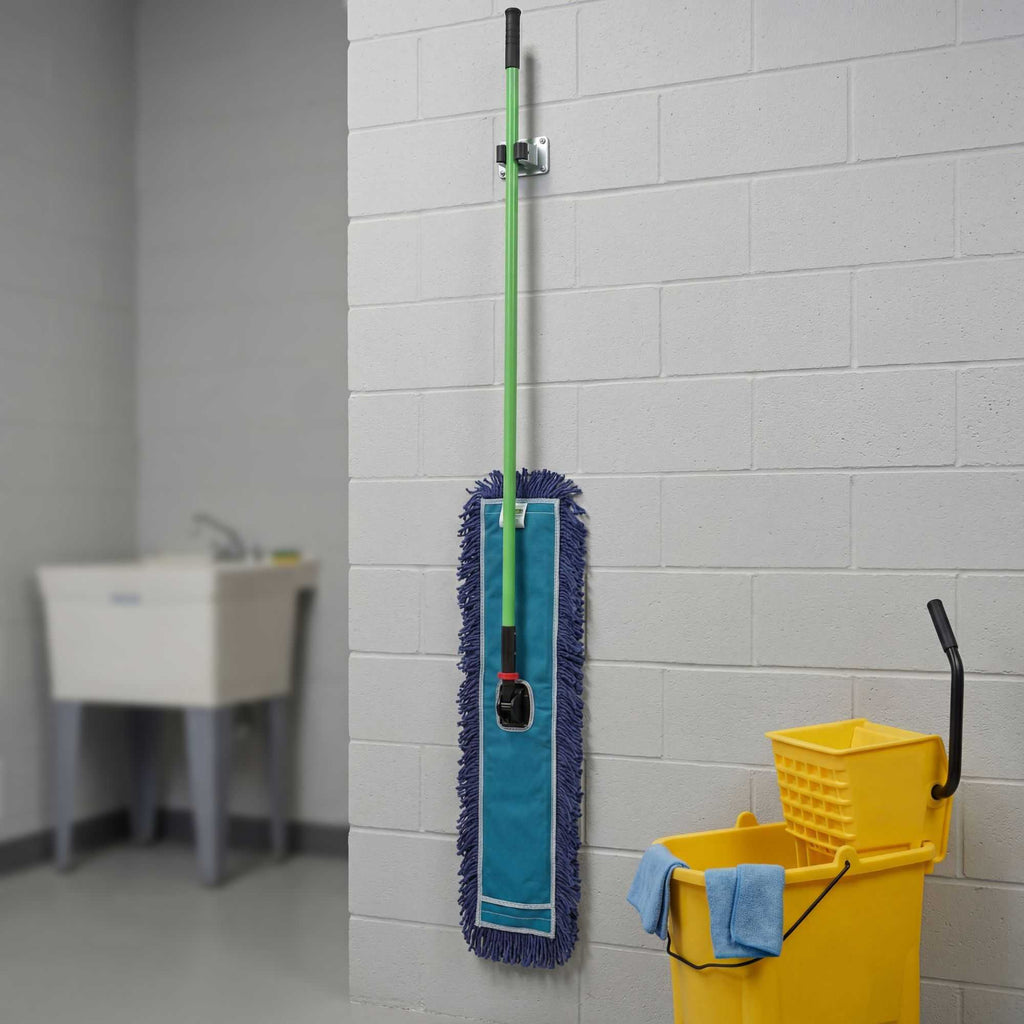 Clean Tek Professional Blue Cotton-Poly Blend Dust / Dry Mop - with 64" Handle - 35 3/4" x 5" - 1 count box