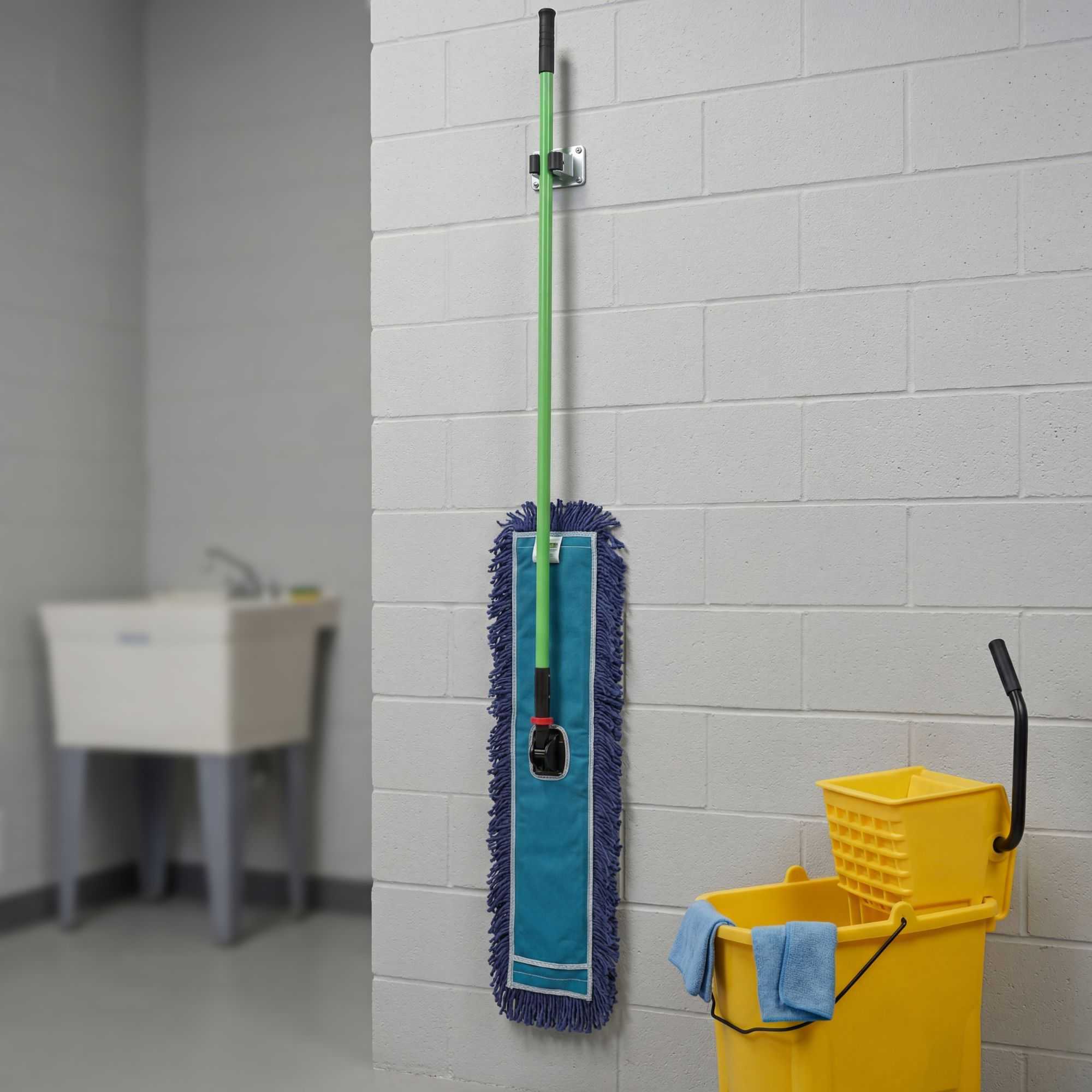 Clean Tek Professional Blue Cotton-Poly Blend Dust / Dry Mop - with 64" Handle - 35 3/4" x 5" - 1 count box