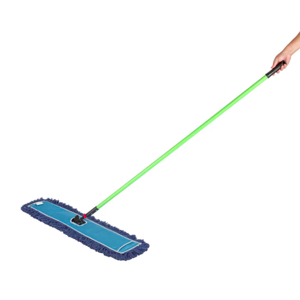 Clean Tek Professional Blue Cotton-Poly Blend Dust / Dry Mop - with 64" Handle - 35 3/4" x 5" - 1 count box