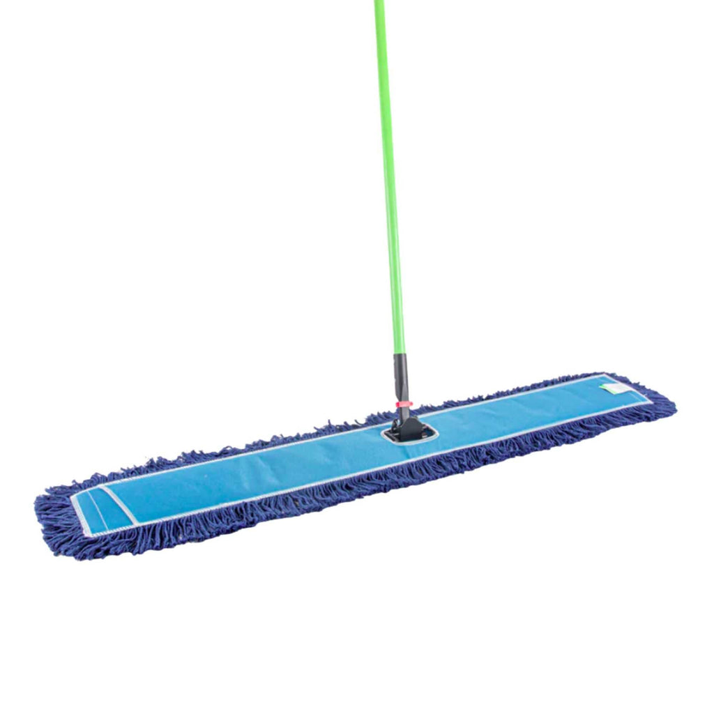 Clean Tek Professional Blue Cotton-Poly Blend Dust / Dry Mop - with 64" Handle - 48" x 5" - 1 count box