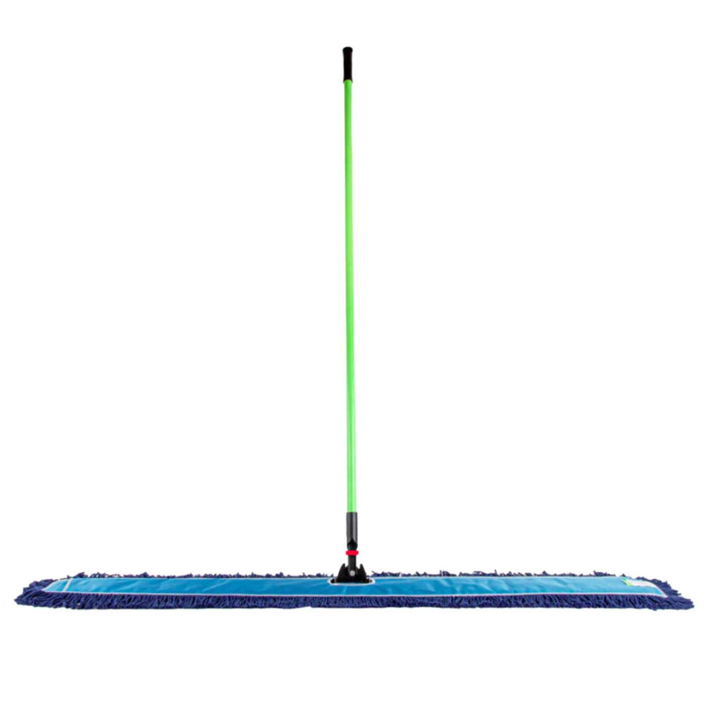 Clean Tek Professional Blue Cotton-Poly Blend Dust / Dry Mop - with 64" Handle - 59 3/4" x 5" - 1 count box