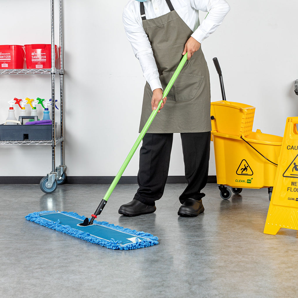 Clean Tek Professional Blue Microfiber Dust / Dry Mop - with 64" Handle - 35 3/4" x 5" - 1 count box