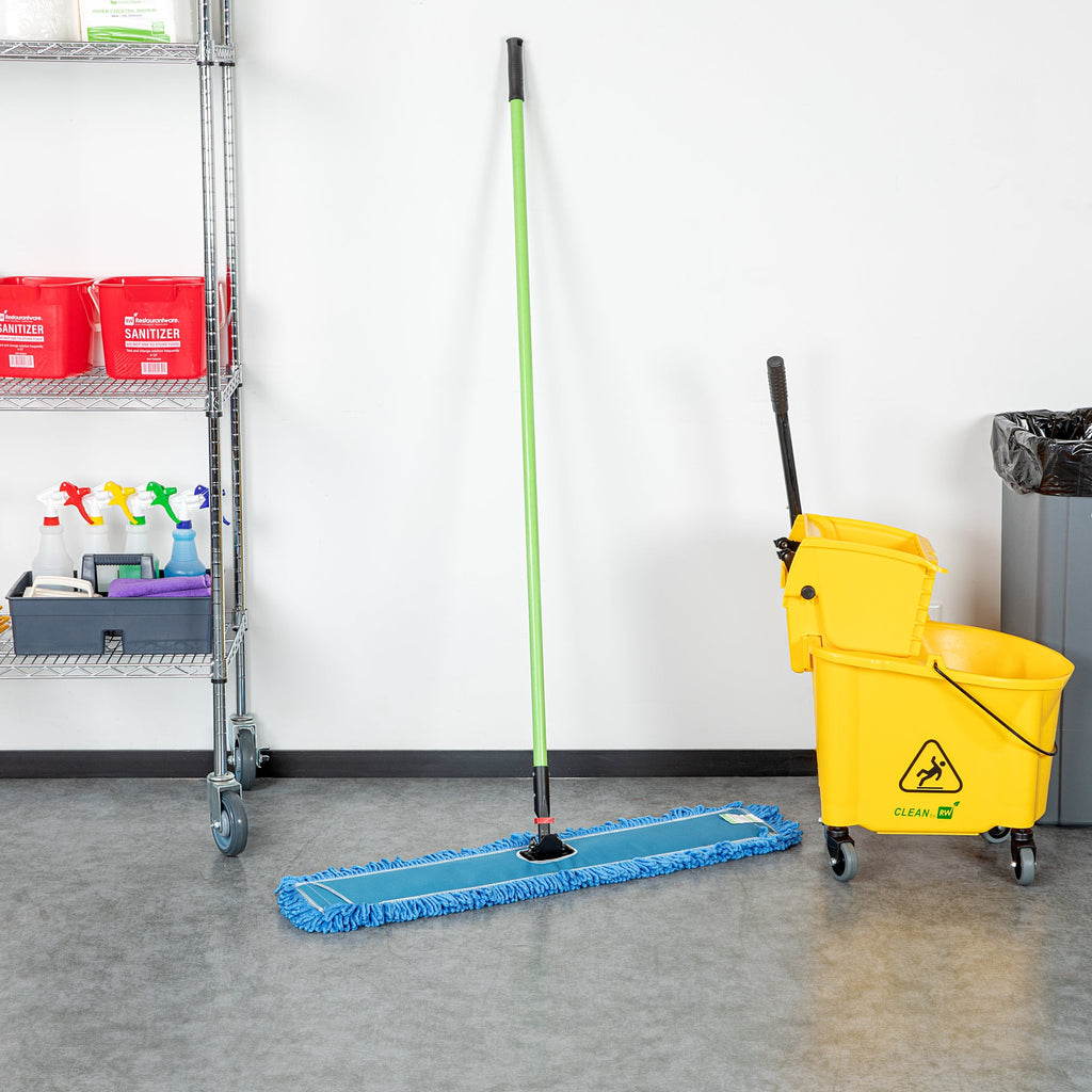 Clean Tek Professional Blue Microfiber Dust / Dry Mop - with 64" Handle - 35 3/4" x 5" - 1 count box