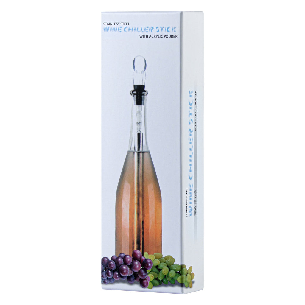 Bar Lux Stainless Steel Wine Chiller Stick / Pourer - with Aerator and Stopper - 12 3/4" - 1 count box