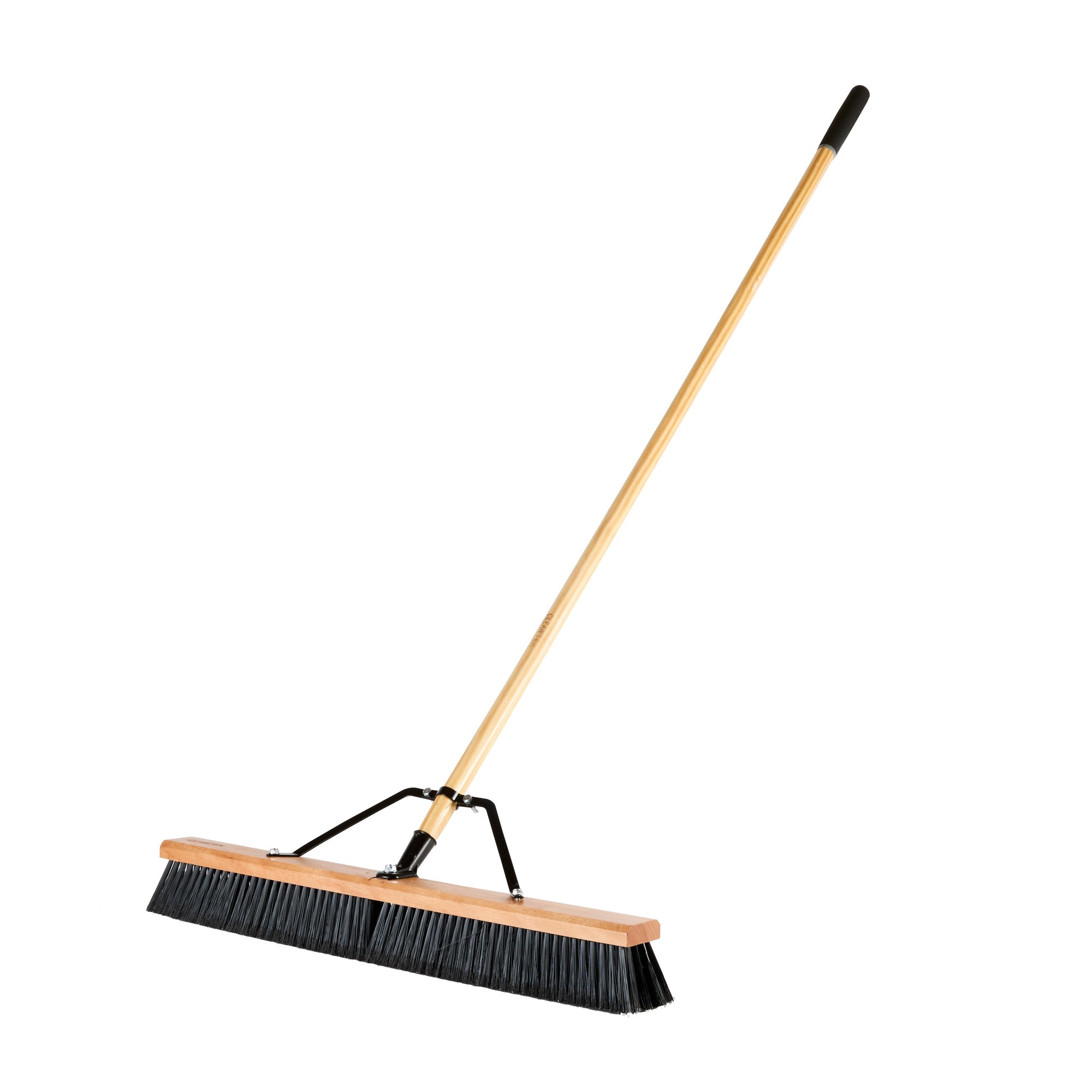 Clean Tek Professional 30" Contractor / Push Broom - with Fine Flagged Bristles, 60" Wood Handle - 1 count box