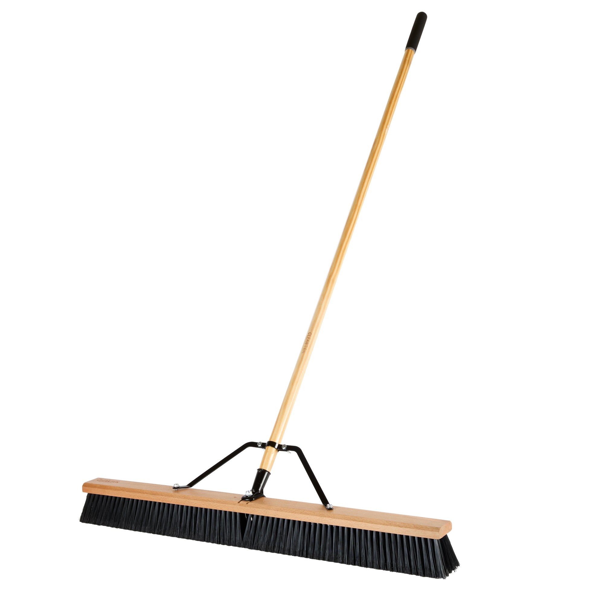 Clean Tek Professional 36" Contractor / Push Broom - with Fine Flagged Bristles, 60" Wood Handle - 1 count box