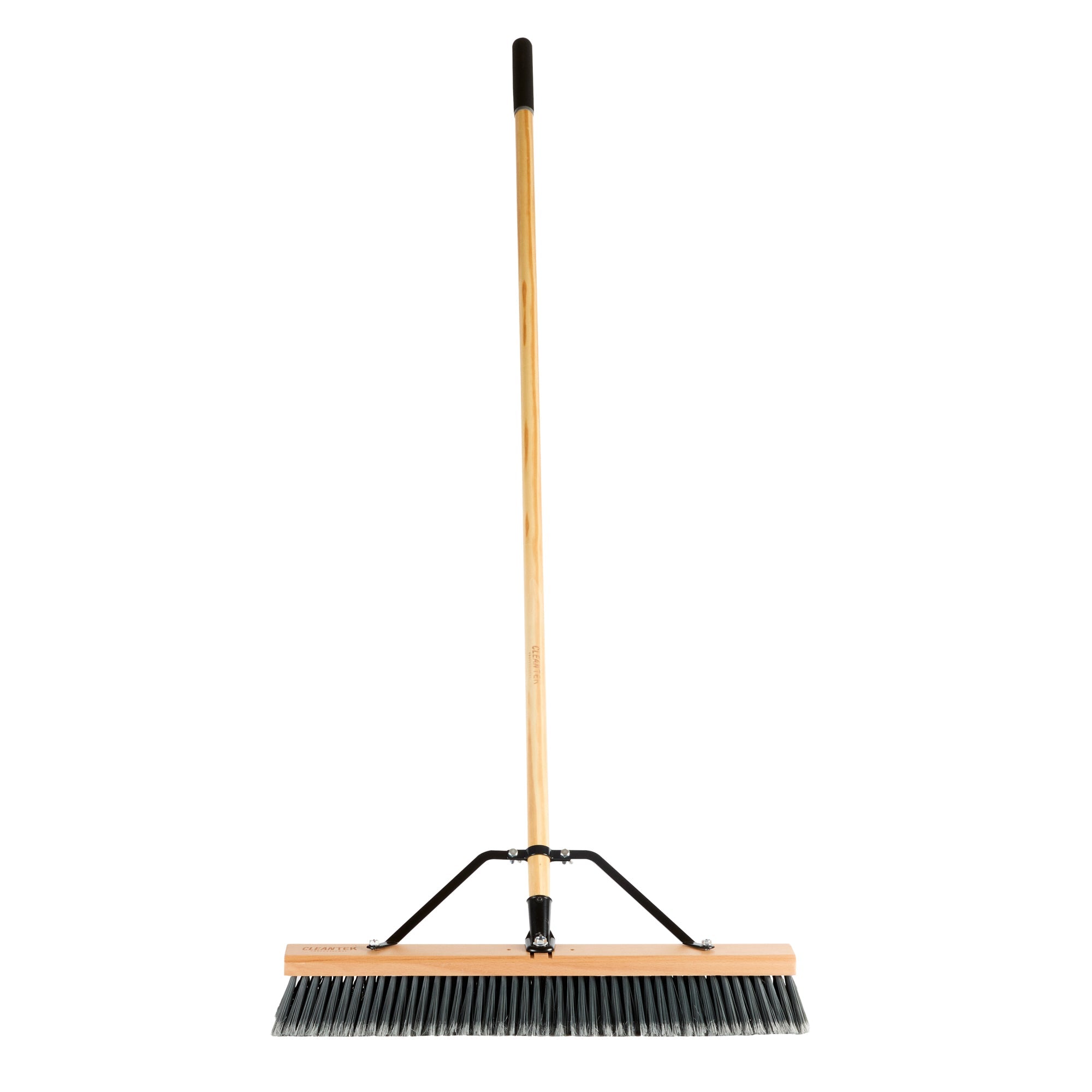 Clean Tek Professional 24" Contractor / Push Broom - with Medium Flagged Bristles, 60" Wood Handle - 1 count box