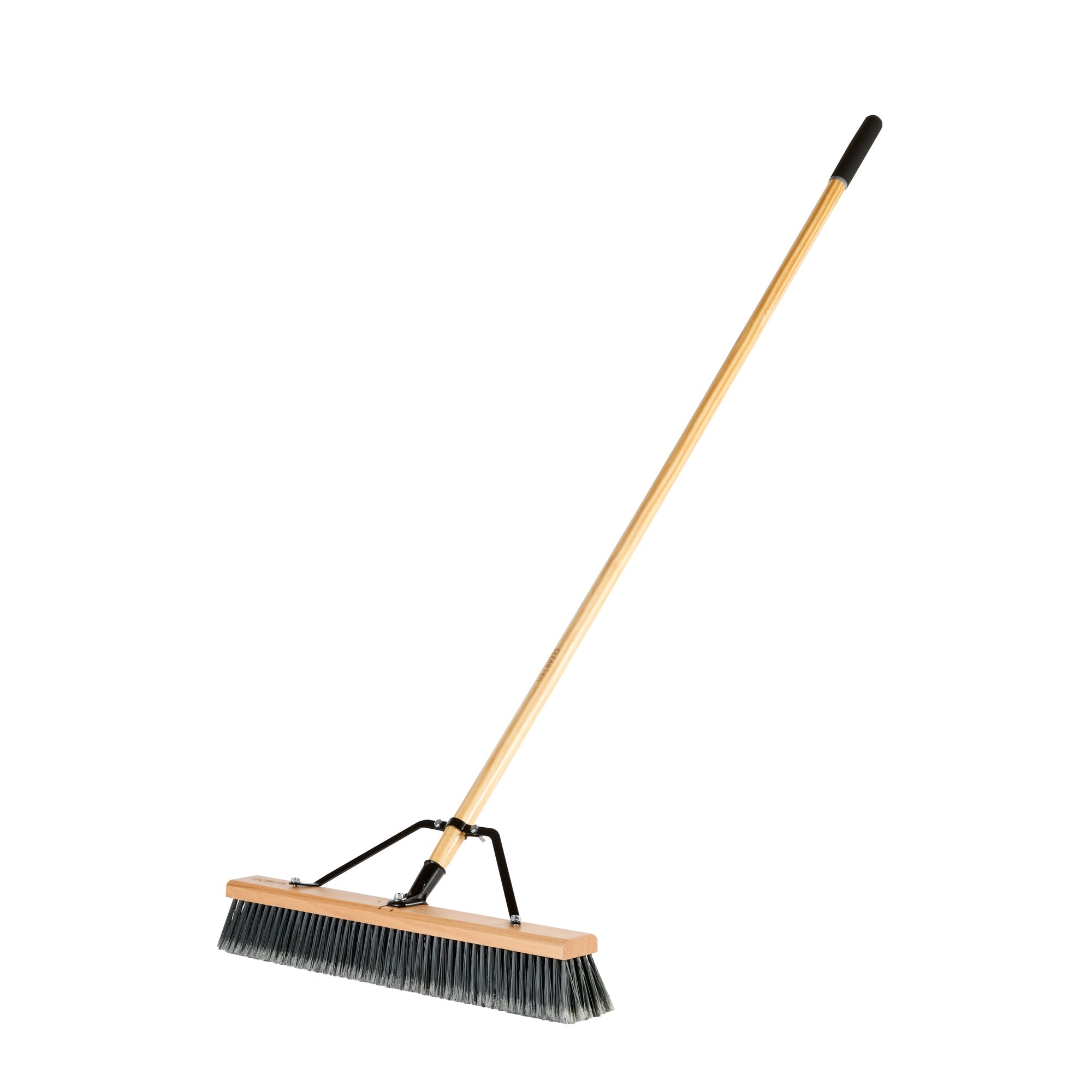 Clean Tek Professional 24" Contractor / Push Broom - with Medium Flagged Bristles, 60" Wood Handle - 1 count box