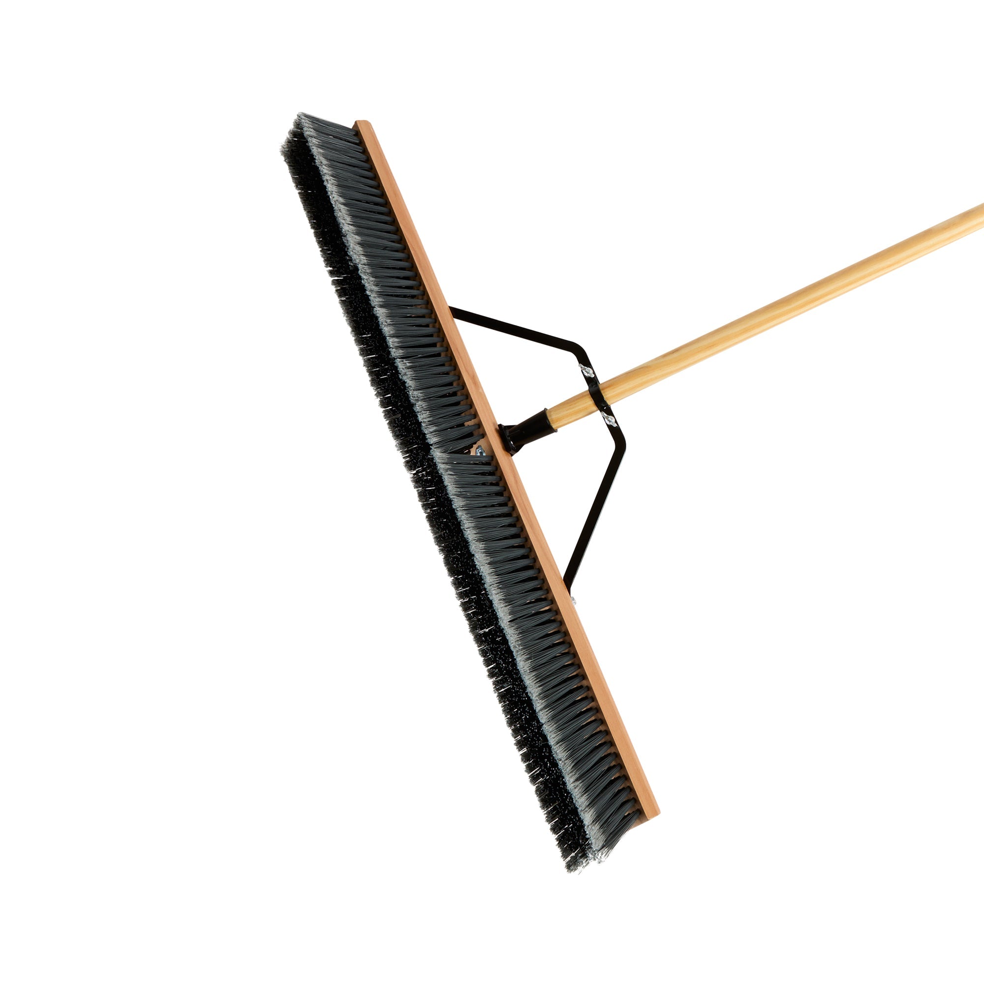 Clean Tek Professional 36" Contractor / Push Broom - with Medium Flagged Bristles, 60" Wood Handle - 1 count box