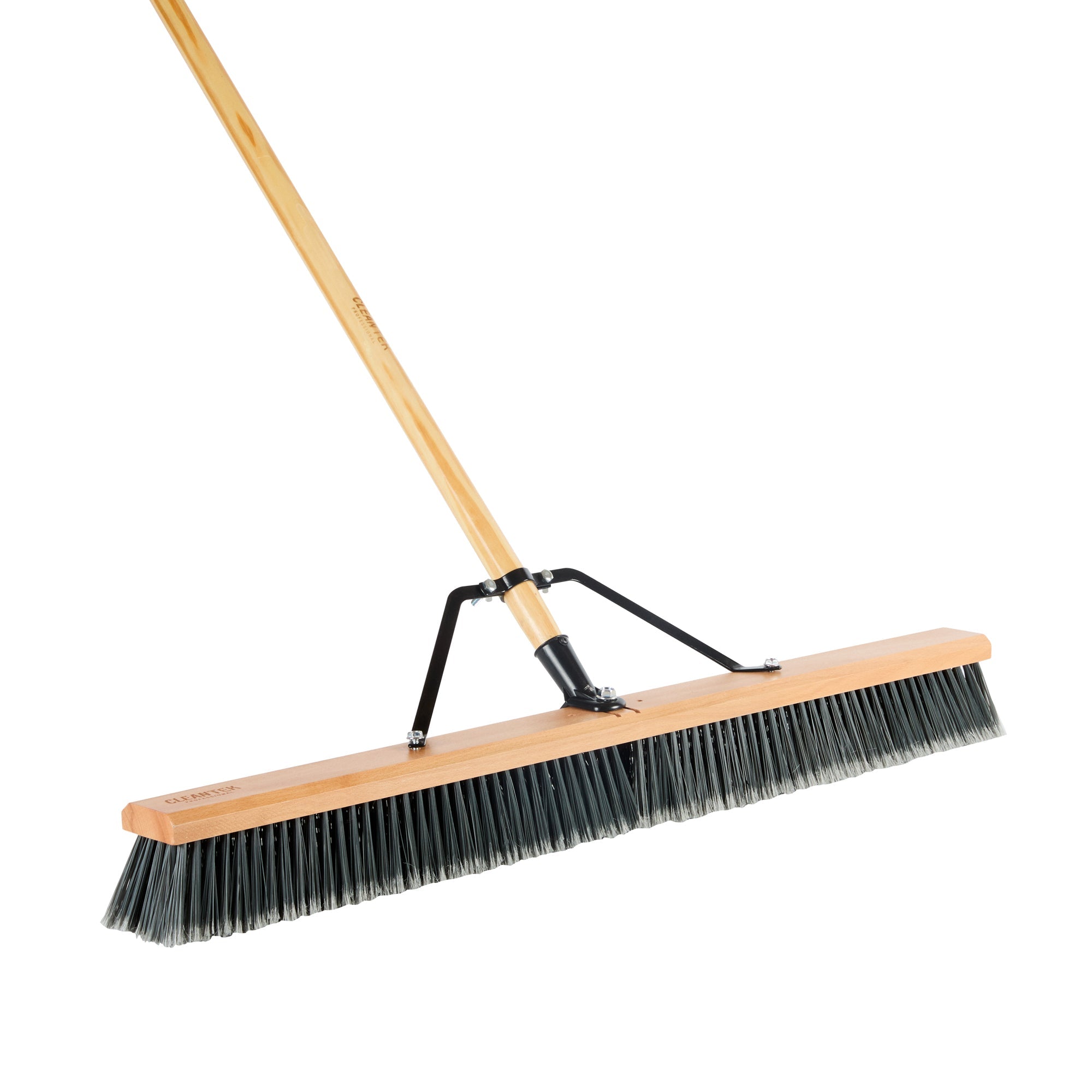 Clean Tek Professional 36" Contractor / Push Broom - with Medium Flagged Bristles, 60" Wood Handle - 1 count box