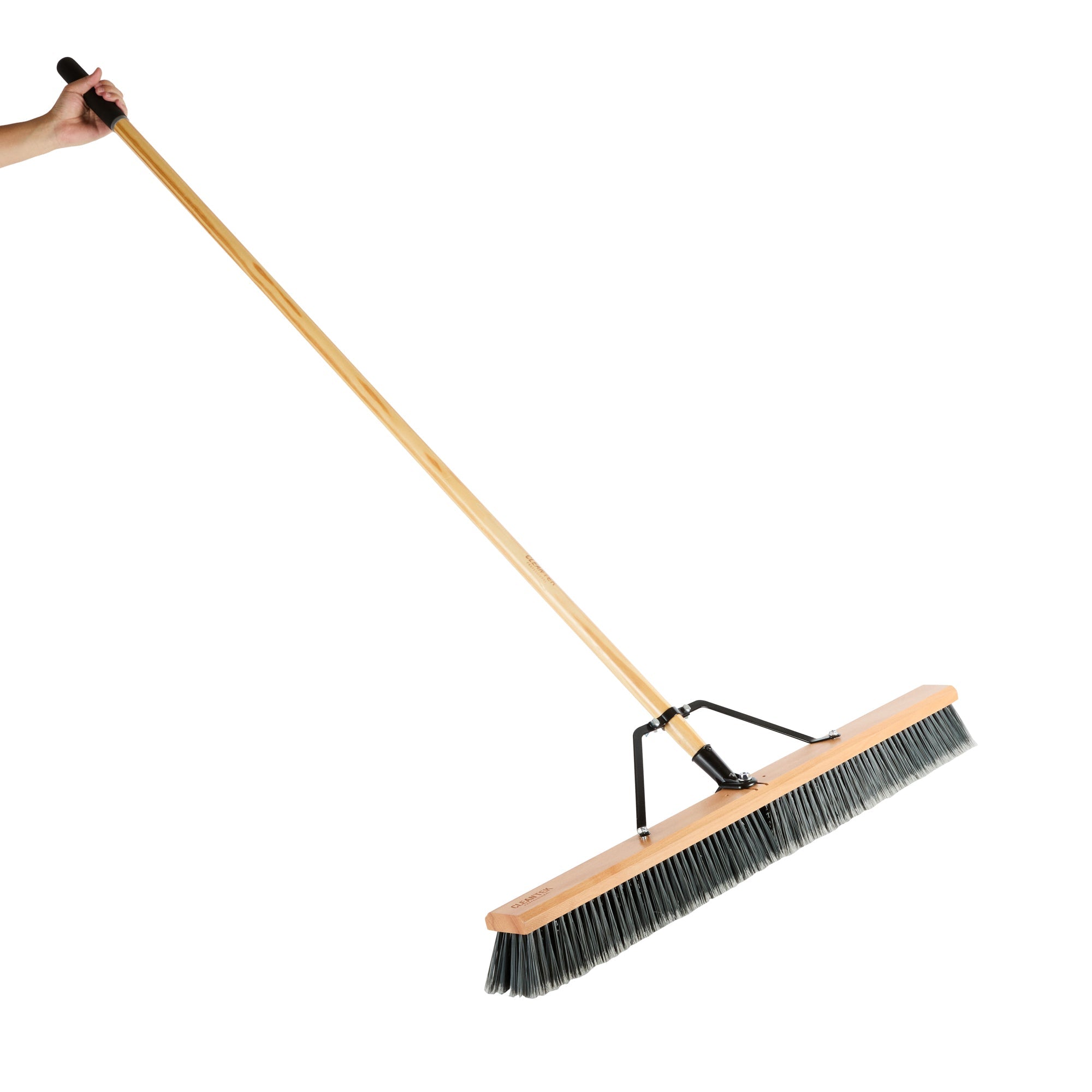 Clean Tek Professional 36" Contractor / Push Broom - with Medium Flagged Bristles, 60" Wood Handle - 1 count box