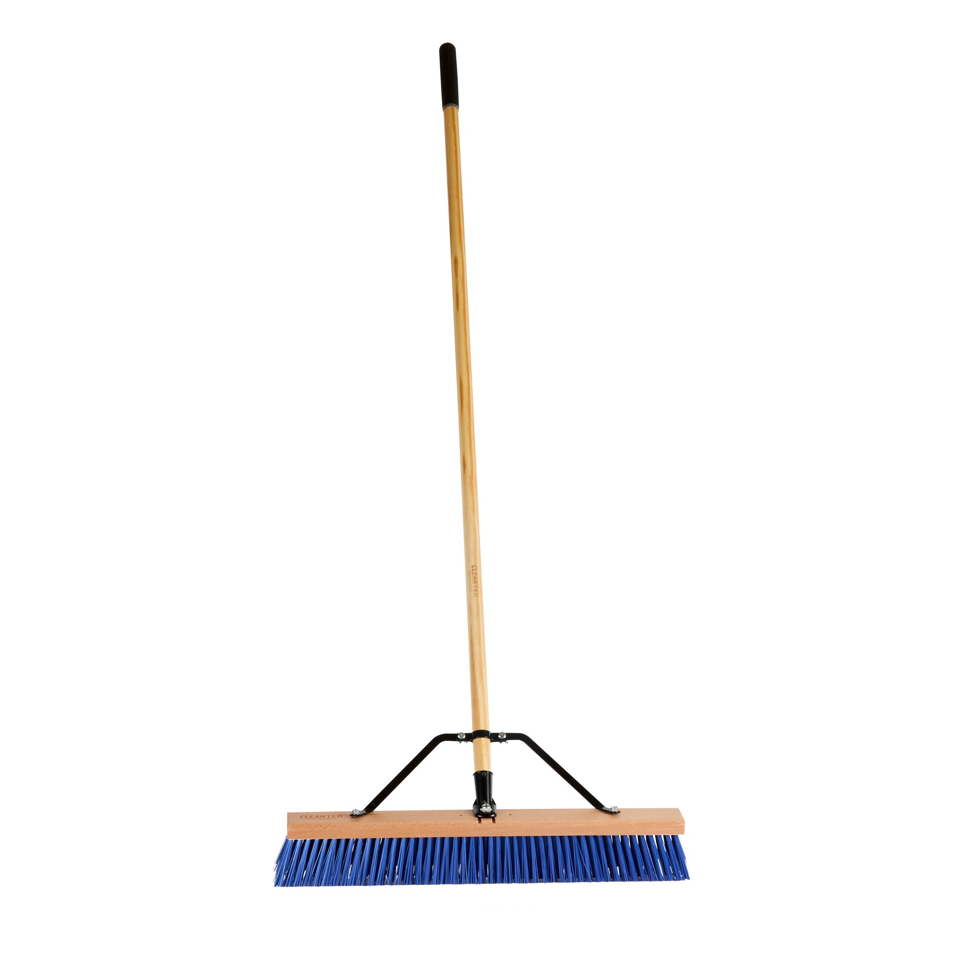 Clean Tek Professional 24" Contractor / Push Broom - with Heavy Flagged Bristles, 60" Wood Handle - 1 count box