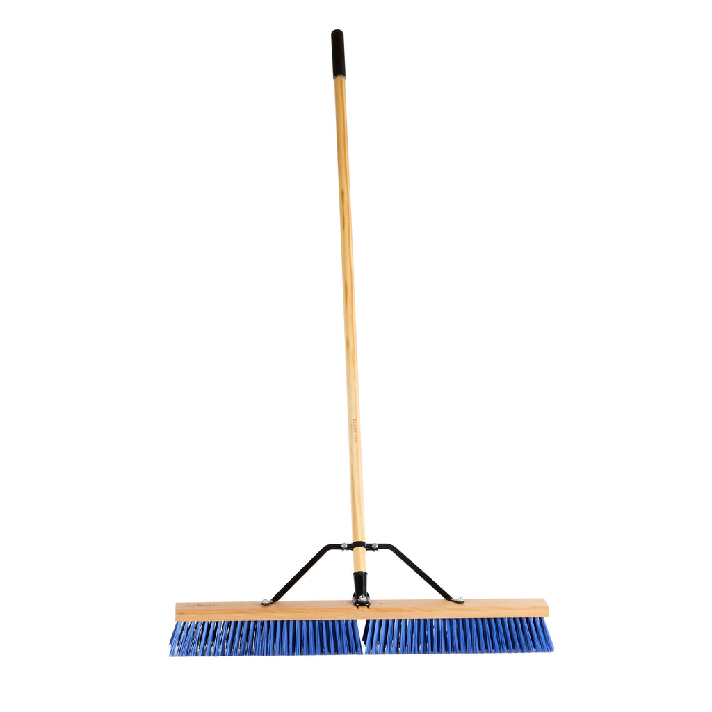 Clean Tek Professional 30" Contractor / Push Broom - with Heavy Flagged Bristles, 60" Wood Handle - 1 count box