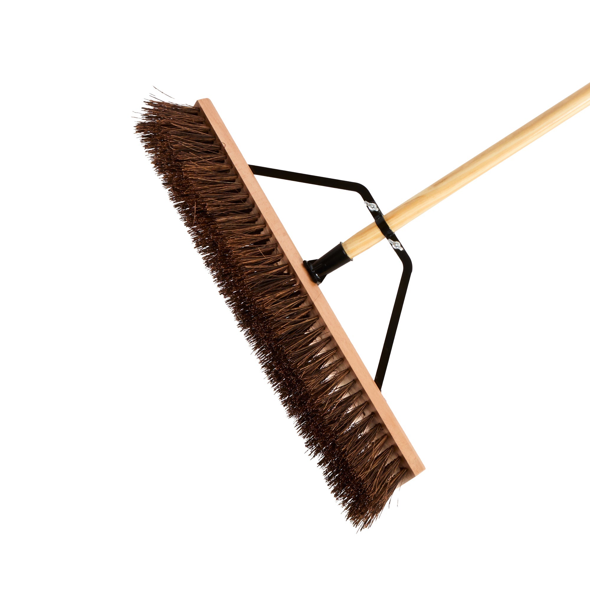 Clean Tek Professional 24" Garage / Push Broom - with Palmyra Unflagged Bristles, 60" Wood Handle - 1 count box