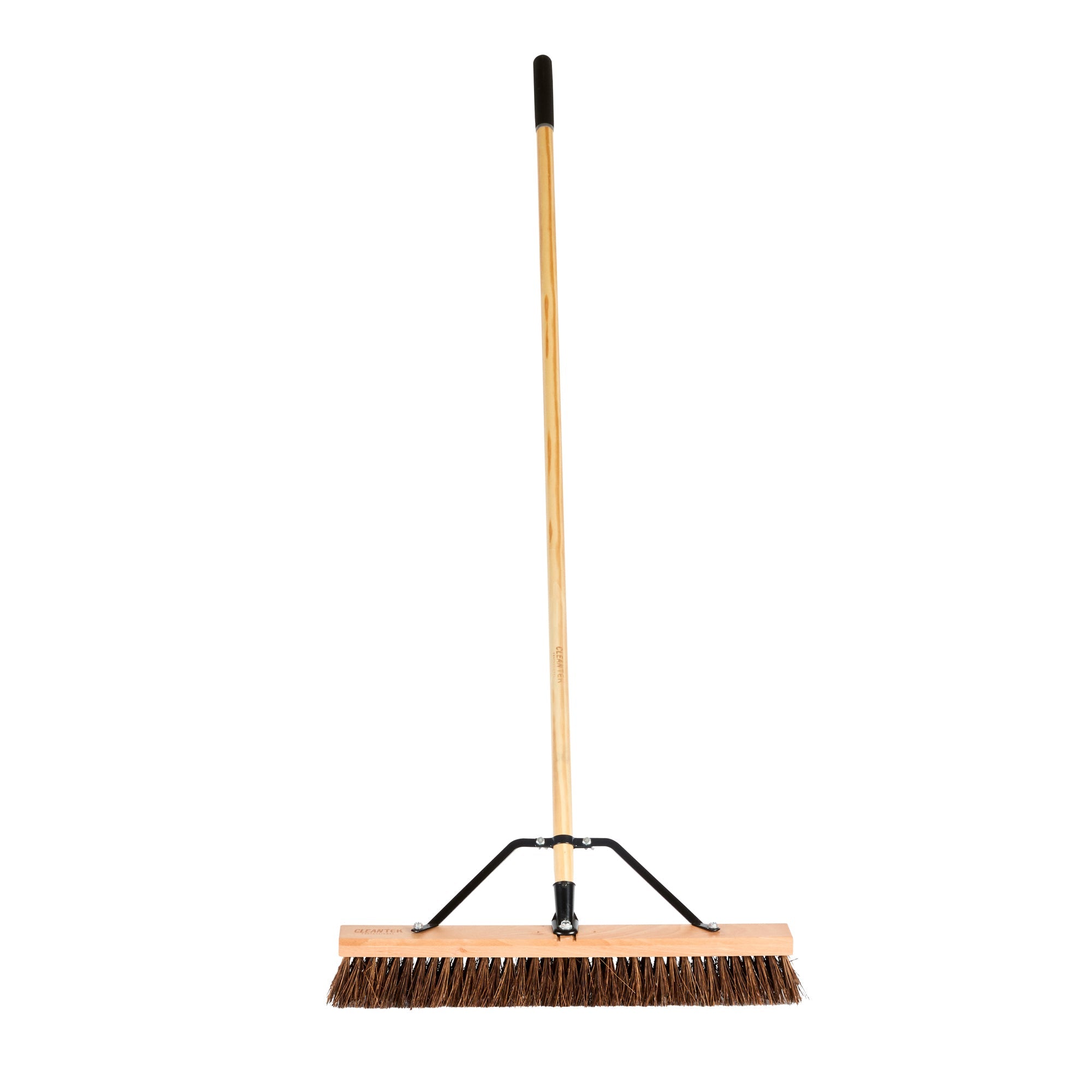 Clean Tek Professional 24" Garage / Push Broom - with Palmyra Unflagged Bristles, 60" Wood Handle - 1 count box