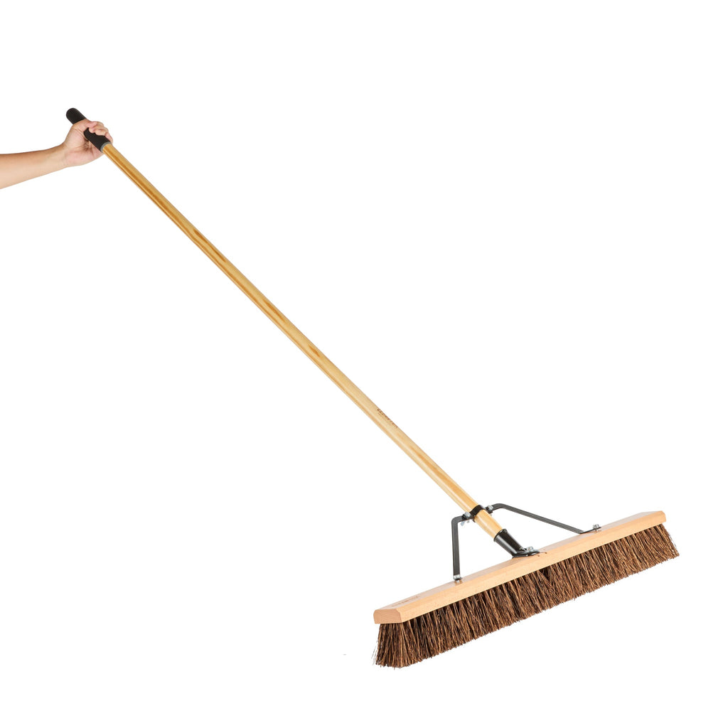 Clean Tek Professional 30" Garage / Push Broom - with Palmyra Unflagged Bristles, 60" Wood Handle - 1 count box