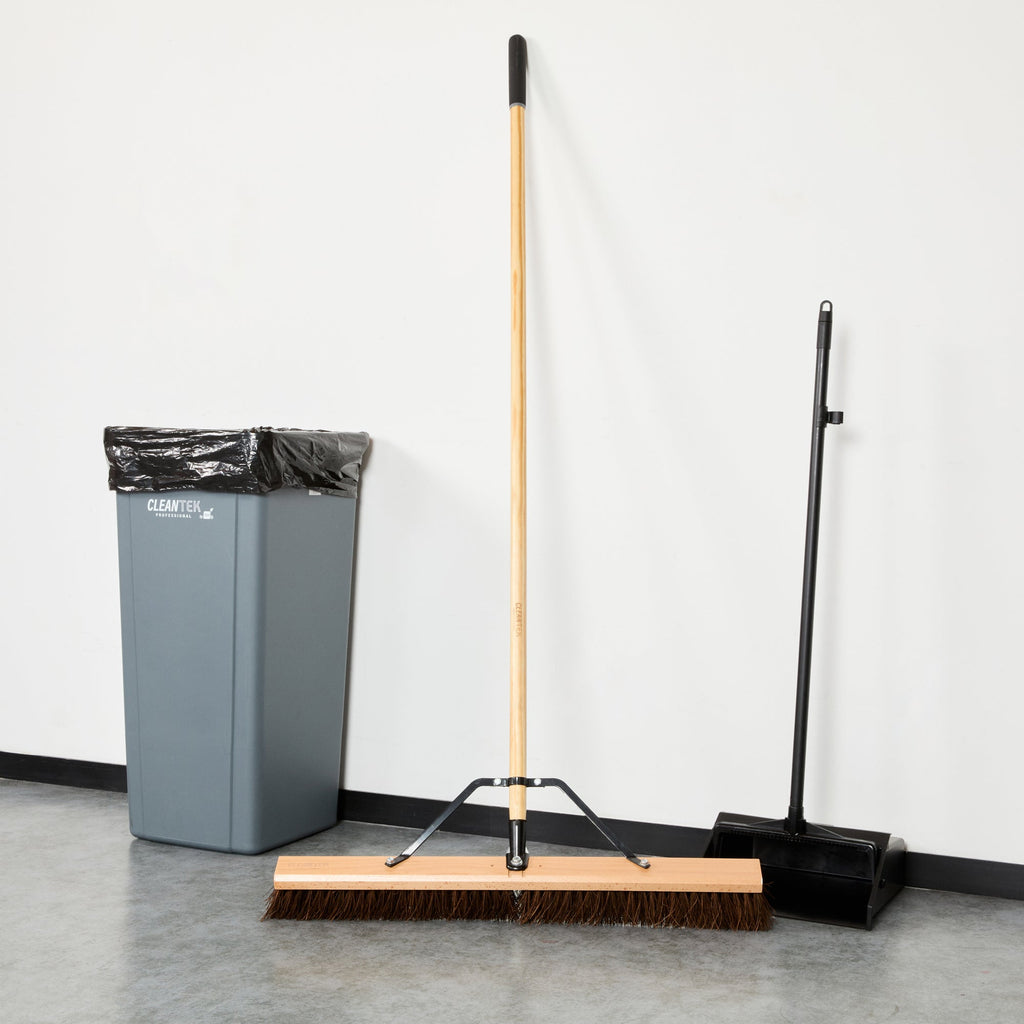 Clean Tek Professional 30" Garage / Push Broom - with Palmyra Unflagged Bristles, 60" Wood Handle - 1 count box