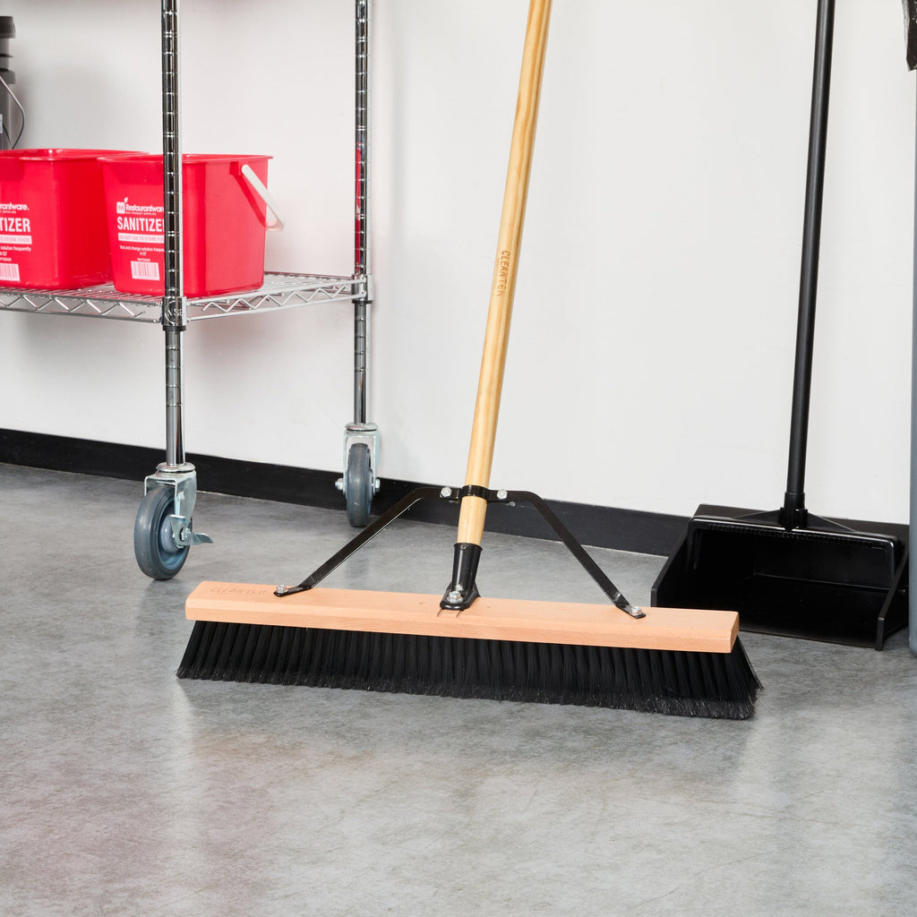 Clean Tek Professional 24" Hardwood Contractor / Push Broom Head - with Fine Flagged Bristles - 1 count box