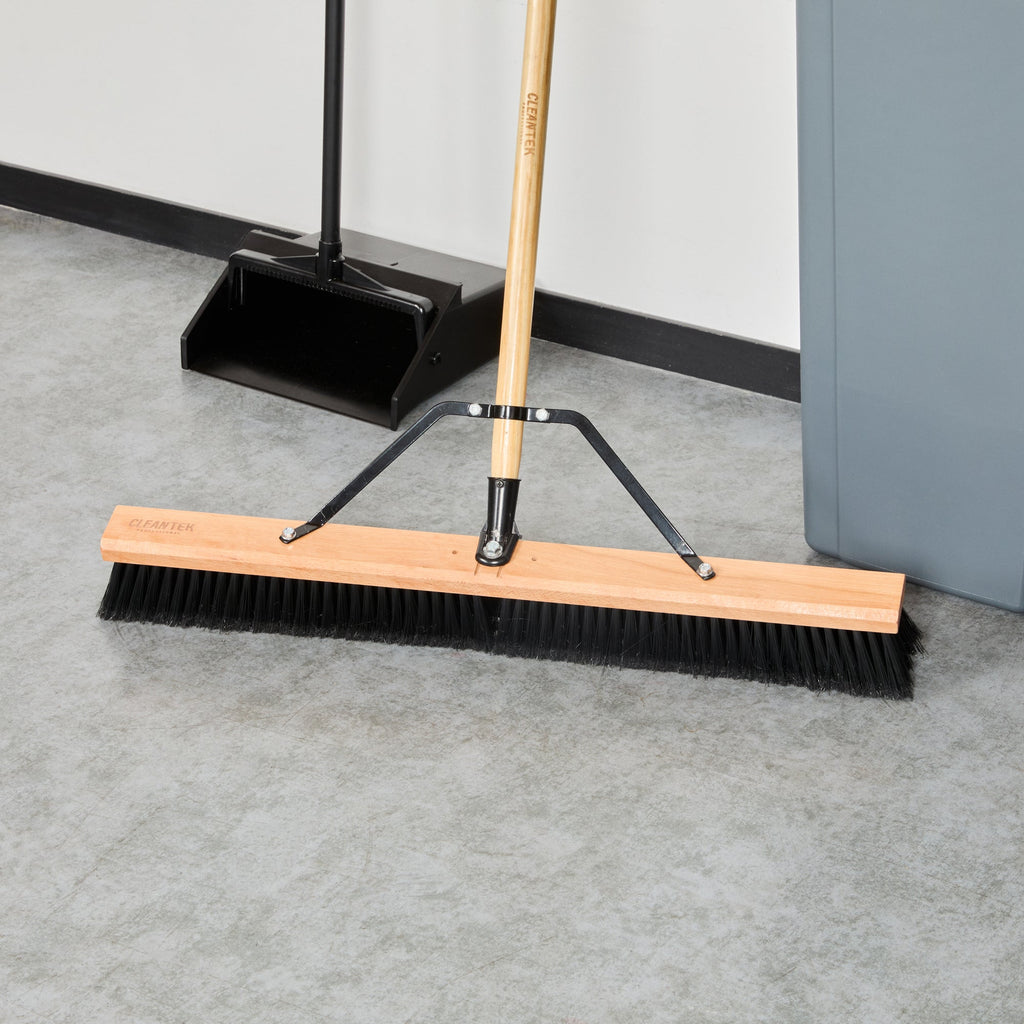 Clean Tek Professional 30" Hardwood Contractor / Push Broom Head - with Fine Flagged Bristles - 1 count box