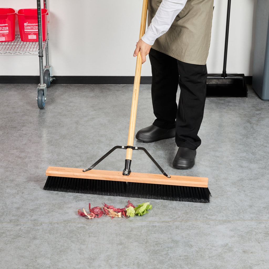 Clean Tek Professional 30" Hardwood Contractor / Push Broom Head - with Fine Flagged Bristles - 1 count box