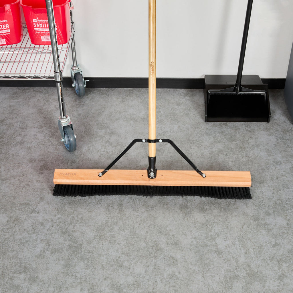Clean Tek Professional 30" Hardwood Contractor / Push Broom Head - with Fine Flagged Bristles - 1 count box