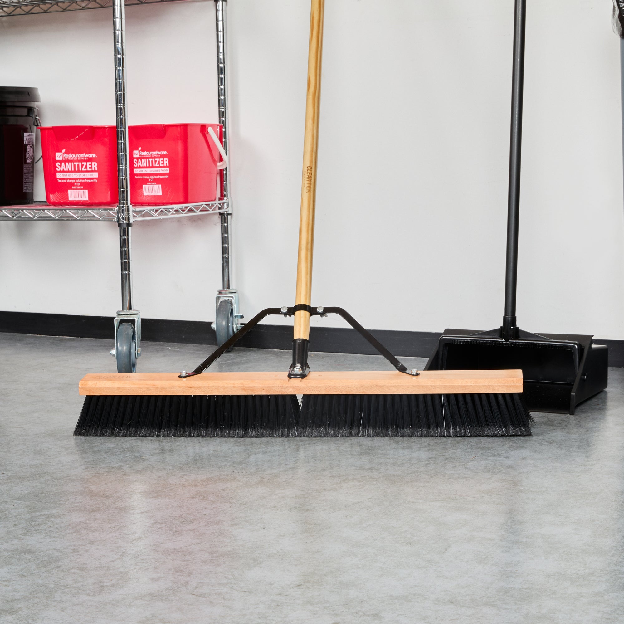 Clean Tek Professional 30" Hardwood Contractor / Push Broom Head - with Fine Flagged Bristles - 1 count box