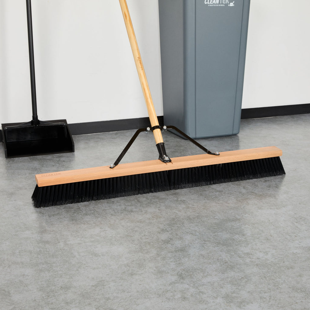 Clean Tek Professional 36" Hardwood Contractor / Push Broom Head - with Fine Flagged Bristles - 1 count box