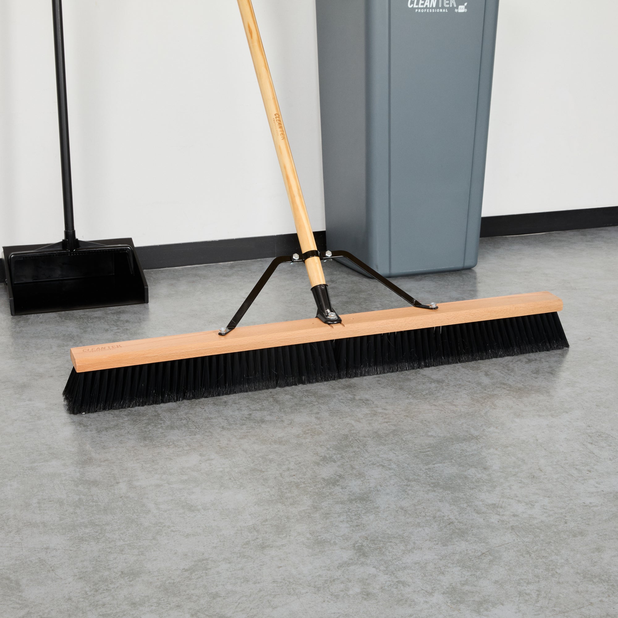 Clean Tek Professional 36" Hardwood Contractor / Push Broom Head - with Fine Flagged Bristles - 1 count box
