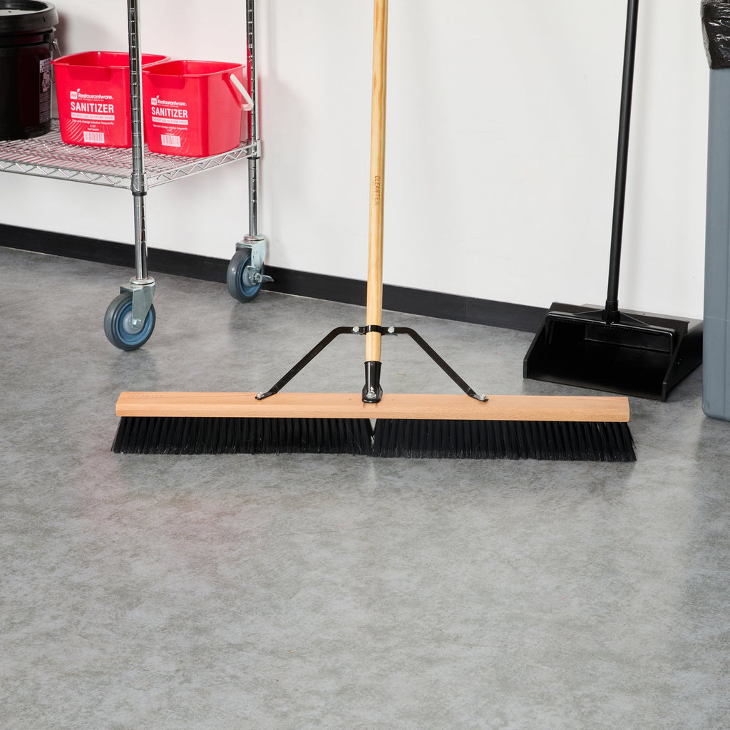 Clean Tek Professional 36" Hardwood Contractor / Push Broom Head - with Fine Flagged Bristles - 1 count box