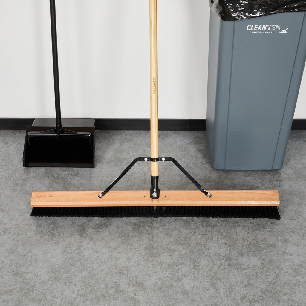 Clean Tek Professional 36" Hardwood Contractor / Push Broom Head - with Fine Flagged Bristles - 1 count box