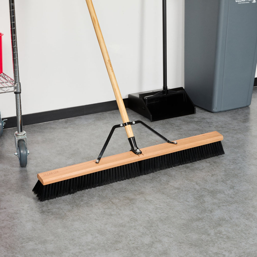 Clean Tek Professional 36" Hardwood Contractor / Push Broom Head - with Fine Flagged Bristles - 1 count box