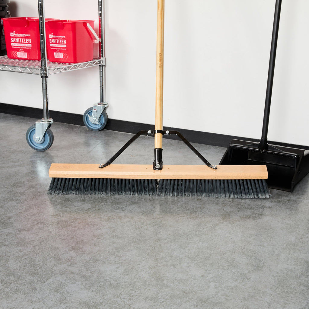 Clean Tek Professional 30" Hardwood Contractor / Push Broom Head - with Medium Flagged Bristles - 1 count box