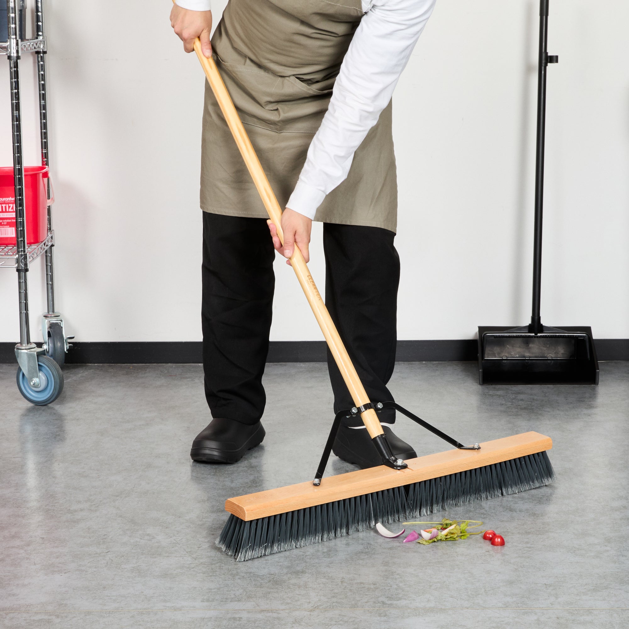 Clean Tek Professional 30" Hardwood Contractor / Push Broom Head - with Medium Flagged Bristles - 1 count box