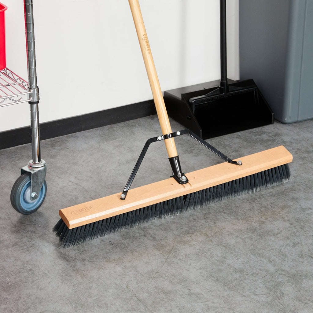 Clean Tek Professional 30" Hardwood Contractor / Push Broom Head - with Medium Flagged Bristles - 1 count box